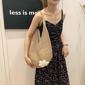 
Large-capacity woven shoulder underarm tote bag women's new summer seaside casual vacation beach bag crossbody straw bag