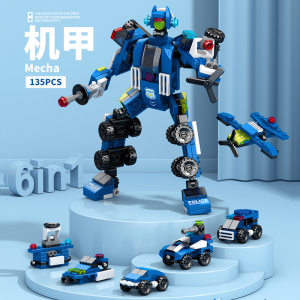 
Military aircraft carrier tank SWAT mech six-in-one model children's assembled toys building blocks puzzle boys