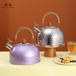 Stainless Steel Extra-Thick Kettle for Home Use with Whistle, Large Capacity, Hammered Texture, Compatible with Gas Stove, Induction Cooker, and Electric Ceramic Stove