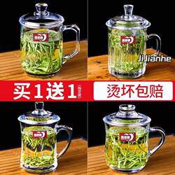 Tempered Glass Tea Cup, Glass Cup for Brewing Tea, Drinking Water Cup with Lid, Household Cup with Lid and Handle