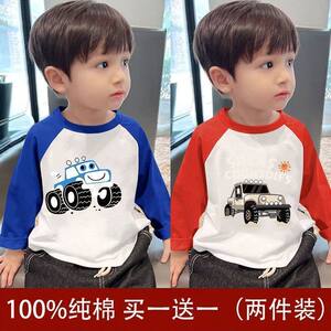 
100% cotton children's long-sleeved T-shirt spring and autumn new boys cartoon raglan tops for small and medium-sized children baby bottoming shirt t