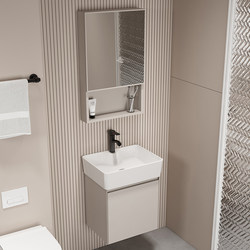 Bathroom Waterproof Cabinet Set with Small-Sized Ceramic Integrated Washbasin, Mini Washstand Basin Cabinet