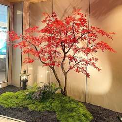 Artificial Maple Trees with Maple Leaves for Indoor Decoration under Stairs, Simulated Red Maple Trees for Soft Decoration, Green Trees for Shopping Malls and Exhibition Halls