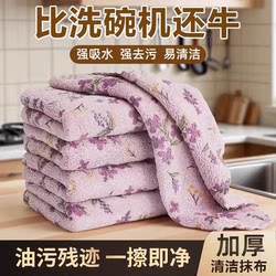 Kitchen-Specific Strong Absorbent Lint-Free Cloth, Coral Fleece Household Printed Thickened Non-Greasy Towel, Dishwashing Cloth