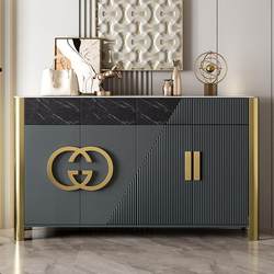 Light Luxury Modern High-End Solid Wood Shoe Cabinet, Foyer Cabinet, Italian-Style Living Room Partition Cabinet, Large-Capacity Storage Cabinet with Stone Slab