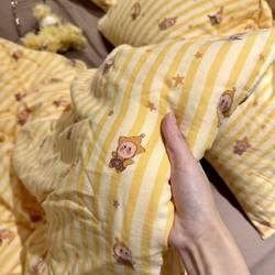 Cute Cartoon Star-Themed Pure Cotton Double-Layer Gauze 1.35m Fitted Sheet Children's Single Room Four-Piece Set