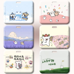 Line Art Dog Horizontal Card Holder for Access Control, Campus Bus Card, Work Id, Water Card Protection, Meal Card, Student Id, Badge, Lanyard