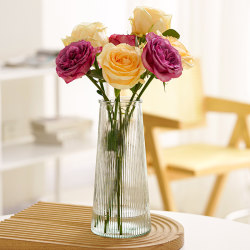 European simple glass vase Internet celebrity cone hydroponic flowers lily rose flower arrangement home table decoration ornaments