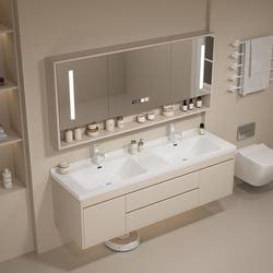 Customized double basin oak bathroom cabinet combination