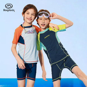 
Half degree leisure boys swimsuit summer 2026 new children's short-sleeved shorts two-piece summer suit boys split swimsuit