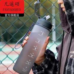 High-Temperature Resistant Frosted Sports Water Bottle for Men, Large Capacity, Stylish Student Straw Water Bottle, Summer Outdoor Portable Cup