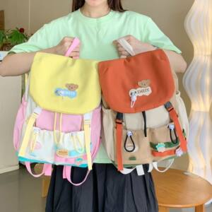 
High-looking dopamine cute backpack for women, travel lightweight schoolbag, female middle school and high school students, contrasting color, large capacity