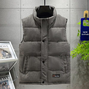 
Winter corduroy cotton vest for men 2025 new outer wear down cotton vest vest coat thickened stand collar vest