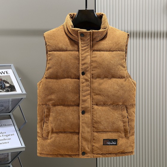 
Thickened corduroy vest men's autumn and winter 2025 new outer wear down cotton vest vest men's sleeveless jacket