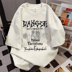 Limited Time Sale~ Outlet Clearance Bargain American Street Style Letter Hand-Painted Casual Unisex Pure Cotton Short-Sleeve T-Shirt Versatile