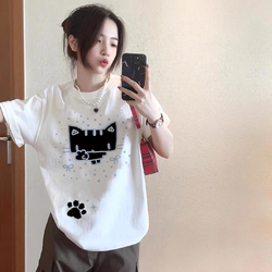 Big Brand Clearance~ Off-Season Sale American Trendy Casual Niche Versatile Design Printed Unisex Short-Sleeve T-Shirt Loose Fit