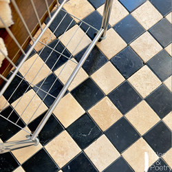 French-Style Retro Checkerboard Pattern All-Over Lime Stone Mosaic Floor Tiles for Kitchen, Balcony, Bathroom, Guesthouse, Hotel, and Entrance