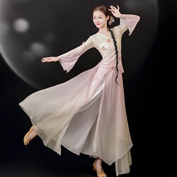 Classical Costume Performance Outfit for Women, Flowing Everyday Gauze Practice Clothes, Ethereal Chinese Dance Costume for Adults