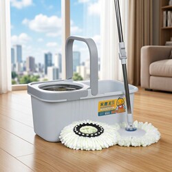 Little Yellow Duck Household Rotating Mop Bucket, Dual-Use for Dry and Wet, Hands-Free Flat Mop Bucket, Lazy Mopping Tool, One-Push Clean