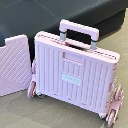 Lightweight Foldable Supermarket Shopping Cart with Cover, Suitable for Carrying Groceries and Packages, Multifunctional Stair-Climbing Hand-Pulled Cart