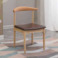 Modern minimalist restaurant dining chair learning back chair cafe negotiation leisure chair Nordic solid wood large horn chair