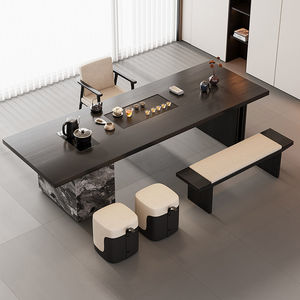 
Living room large long desk tea table integrated dual-use solid wood to the living room integrated long table home log office