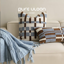 Pureuloon Bauhaus Pillow, Vintage Geometric Patchwork, Contrasting Color Cushion, Sofa Lumbar Support, Model Room