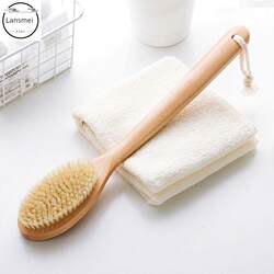 Household Boar Bristle Beech Wood Back Scrub Brush Soft Bristle Bath Brush Long Handle Bath Brush Back Brush