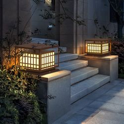 Solar outdoor column headlights Home waterproof villa community garden wall stainless steel modern simple door post light