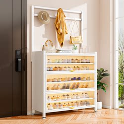 Steel Entryway Shoe Cabinet, Multi-Layer Wall-Mounted Integrated Storage Cabinet, Dust-Proof Shoe Rack and Coat Rack for Home Use