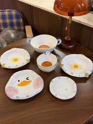 【Xiaohongshu Recommendation】Lying Flat Duck Tableware Gift Set Cute Tableware for One Person Home Use Gift Box Set