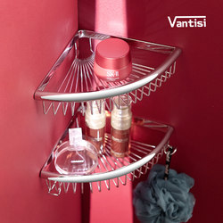 Stainless Steel Solid Thickened Triangle Basket for Bathroom, No-Drill Wall-Mounted Corner Storage Rack, Mesh Basket