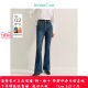 Inmanzhi warm velvet flared jeans 2024 winter women's clothing new slim fit legs long slim warm trousers
