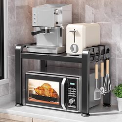 Kitchen Microwave Oven Rack, Household Multifunctional Oven Rack, Desktop Multi-Layer Rice Cooker Retractable Storage Rack