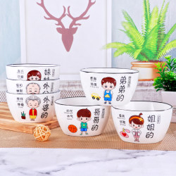 Family Portrait-Themed Parent-Child Bowls, Household Divided Bowl and Plate Set, Ceramic Personalized Family Dining Cartoon Bowl and Plate Set, Tableware