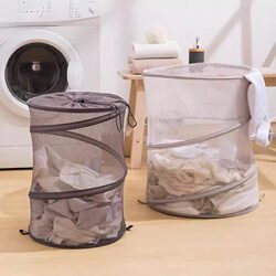 Large Cylindrical Dirty Laundry Basket, Foldable Drawstring Laundry Bin, Laundry Storage Basket for Changing Clothes