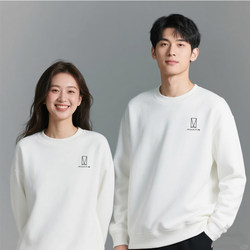 Avita Workwear White Round-Neck Sweatshirt for Men and Women, Fleece-Lined, Long-Sleeved, Autumn and Winter, for New Energy Vehicle 4S Store Staff