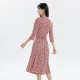 
Huaye silk v-neck dress 2025 summer new lace-up printed 7-quarter sleeve large-size midi skirt