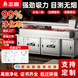 Chigo Smokeless Purification Barbecue Cart, Commercial High-End Water-Electric Composite Barbecue Stove, Night Market Stall Flat-Surface Barbecue Cart