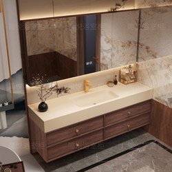 Retro-Style Rock Slab Integrated Basin Bathroom Vanity Sink Washbasin Bathroom Cabinet Combination Washbasin