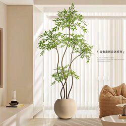 Artificial Green Plant Decoration for Indoor Use, Simulated Potted Plant for Living Room, Light Luxury Floor-Standing Ornament, Large Green Artificial Plant of Nandina