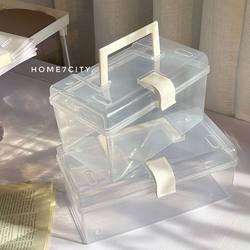 Portable Organizer Box, Simple Ins-Style Storage Box, Transparent Medicine Box, Dust-Proof Multifunctional Medicine Box for Student Dormitory, Muji-Style