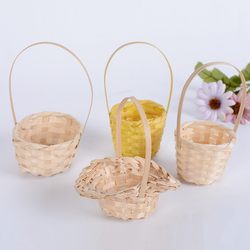 Handmade Bamboo Woven Portable Dance Props Square Dance Rattan Wicker Dried Flower Arrangement Portable Flower Basket