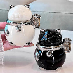 2025 New Toothpick Holder for Home Use, Light Luxury Ceramic Toothpick Box, High-End Creative Lucky Cat Home Decoration with a Sense of Sophistication