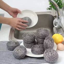 Stainless Steel Wire Ball Cleaning Ball Large Food-Grade Household Pot and Dish Cleaning Brush Kitchen Cleaning Supplies