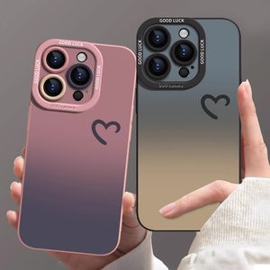 
[Imported liquid silicone] Couple gradient powder half heart suitable for Apple 17promax mobile phone case 2024 new iPhone16 simple 14 high-end 15 girls 13 soft shell 12ins16e