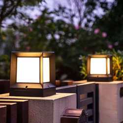 Sifang modern simple outdoor solar column head light led garden light waterproof community villa fence column head light