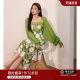 Blue language large size women's elegant hollow flower suspender skirt cardigan autumn dress suit