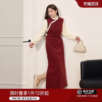 Large size women's blue tone temperament versatile dress