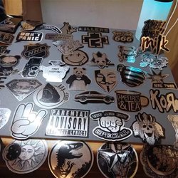 120 Pieces of Imitation Metal Brushed Texture Stickers, Non-Repeating, Black and White, Retro, Simple, for Luggage, Skateboards, Motorcycles, Notebooks, Waterproof, DIY Decoration, Helmets, Water Bottles, Coffee Cups, No Trace, No Glue Residue Stickers